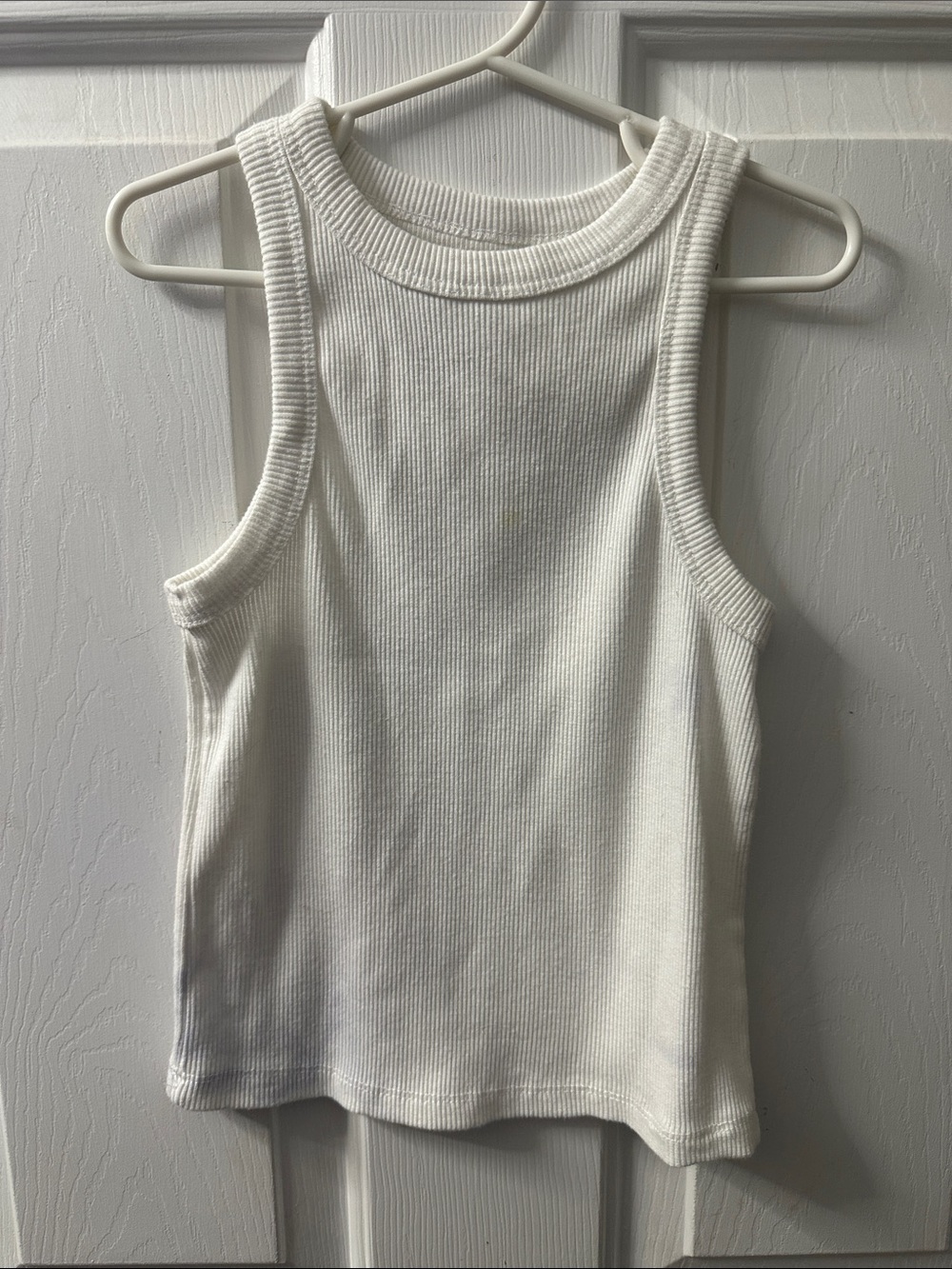 Kids White Ribbed Tank Top